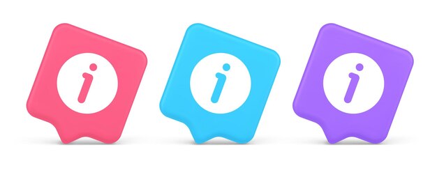 Botón de información carácter de información Preguntas frecuentes pregunta respuesta ayuda soporte aplicación web icono realista 3d