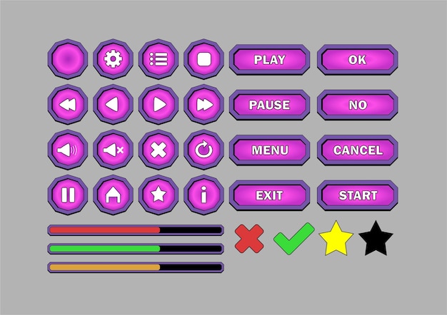 El botón de la interfaz de juego de EPS y el conjunto de iconos