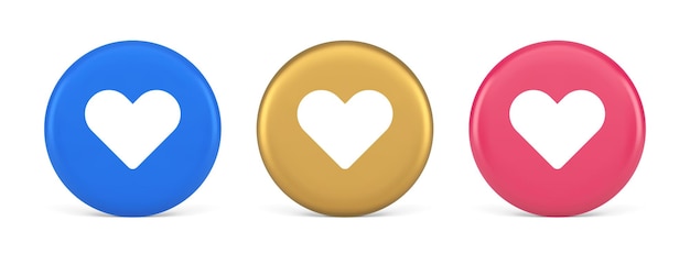 Botón de interfaz móvil de aplicación de citas con icono 3d de comunicación de red social de corazón