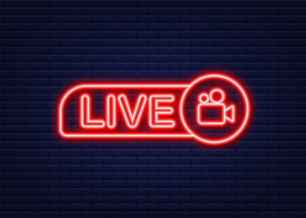 Botón Live Webinar, icono de neón. Ilustración vectorial.