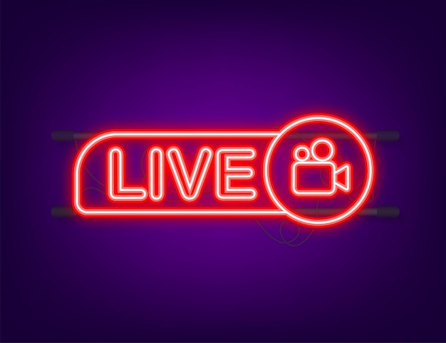 Botón Live Webinar, icono de neón. Ilustración vectorial.