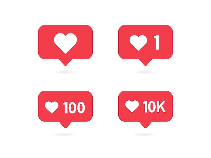 Vector botón me gusta ícono de notificación de redes sociales me gusta 100 me gusta 10k