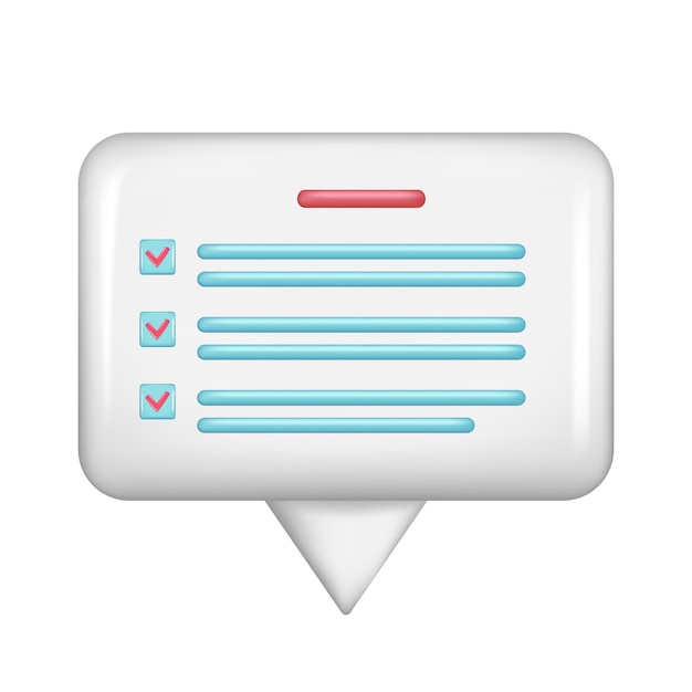 Botón de mensaje de burbuja de habla blanco 3D realista caja de chat con notificación de habla de habla elemento de diálogo 3D brillante icono de habla símbolo burbuja ilustración vectorial aislada en fondo blanco