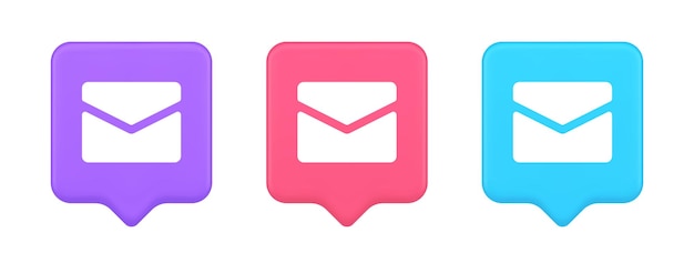 Botón de mensaje de chat de la bandeja de entrada del boletín comunicación remota notificación digital icono 3d