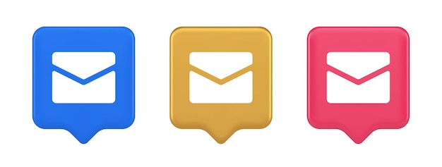 Botón de mensaje de chat de la bandeja de entrada del boletín comunicación remota notificación digital icono 3d