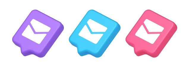 Botón de mensaje de chat de la bandeja de entrada del boletín comunicación remota notificación digital icono 3d