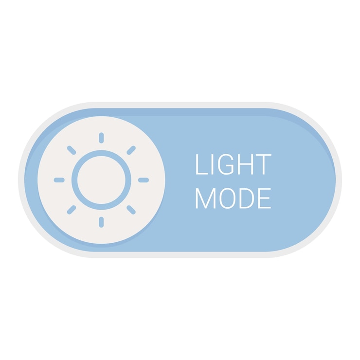 Vector botón de modo de luz que muestra el icono del sol para el diseño de la interfaz de usuario