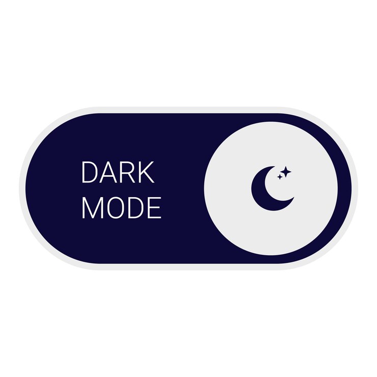 Botón de modo oscuro que muestra el ajuste de la hora nocturna con el icono de la luna creciente