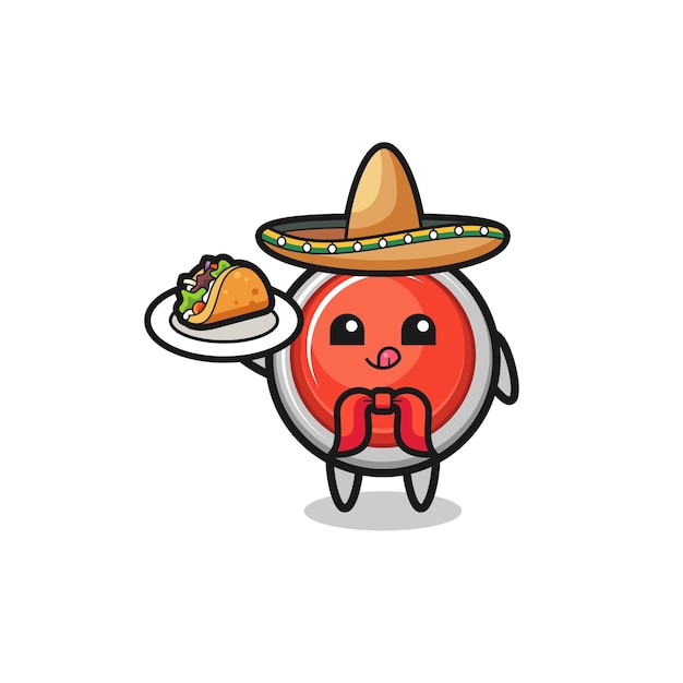 Botón de pánico de emergencia Chef mexicano mascota sosteniendo un taco