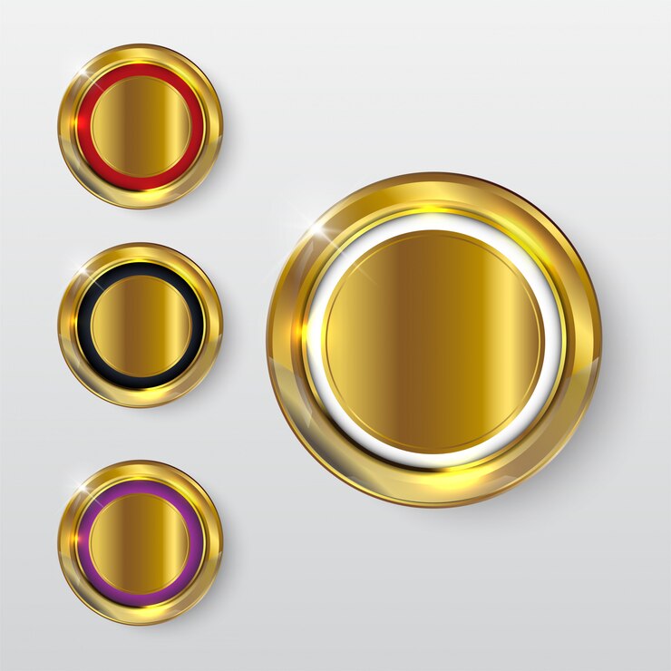 Vector botón premium oro brillante 2