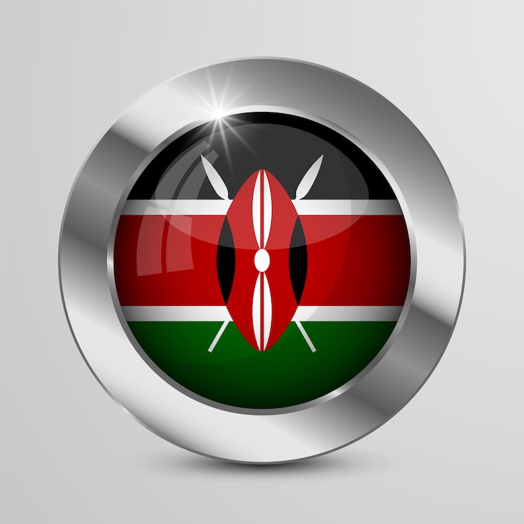 Vector botón realista con la bandera de kenia perfecto para cualquier uso