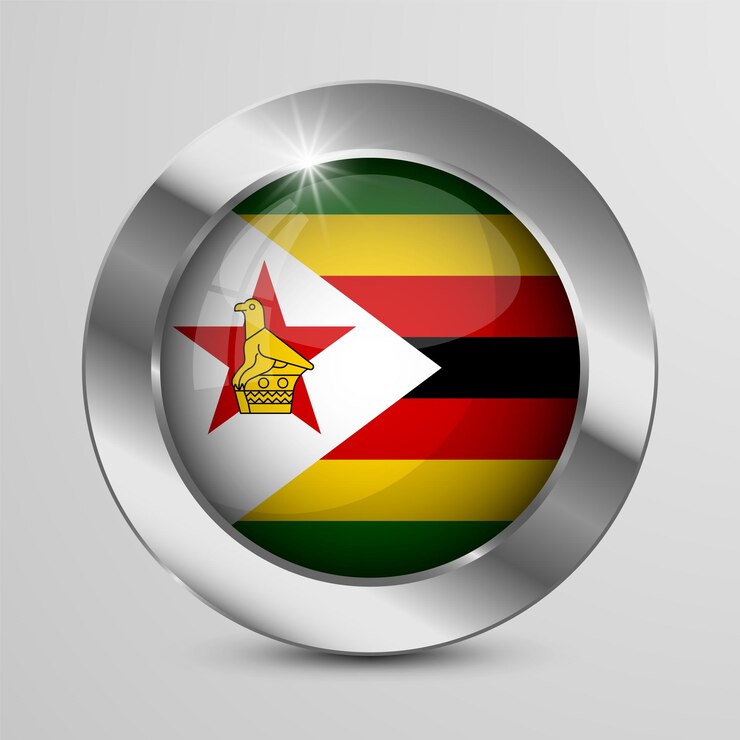 Vector botón realista con la bandera de zimbabue perfecto para cualquier uso