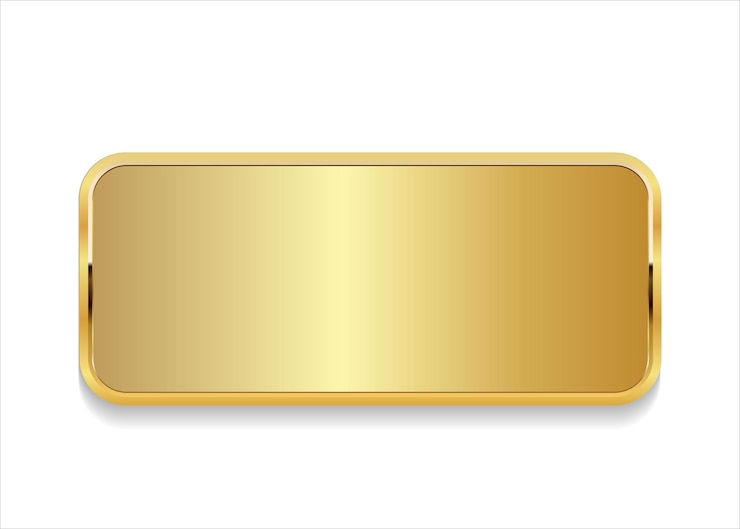 Vector botón rectangular dorado con marco dorado