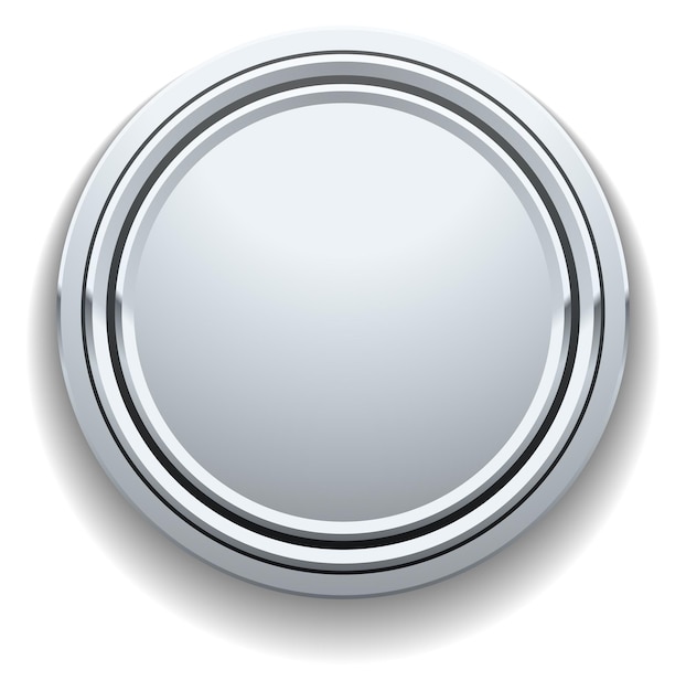 Vector botón redondo brillante círculo de aluminio panel de metal