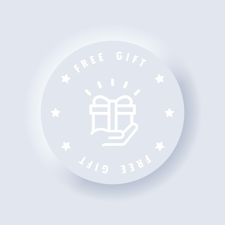 Botón de regalo gratis. Icono de regalo gratis. Vector. Presente caja de regalo. Plantilla de negocio con regalo gratis. Entrega gratis. Neumorfo. Neumorfismo. Eps vectoriales 10