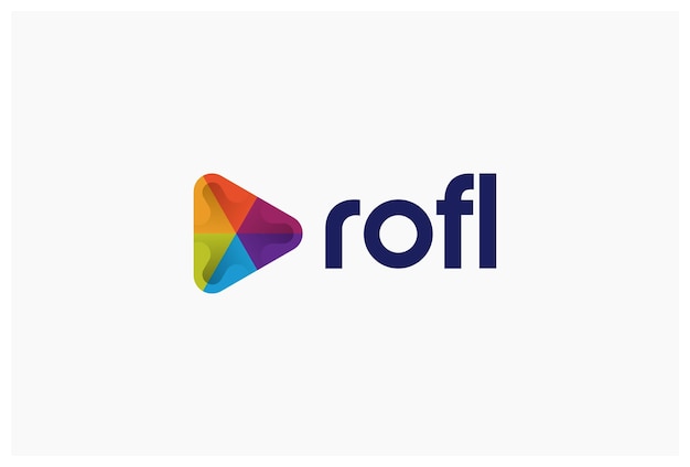 Botón de reproducción con diseño de logotipo colorido
