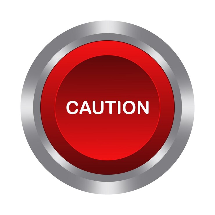 Vector botón rojo icono de línea de precaución interfaz digital interactiva brillante clicable elemento web de diseño moderno attencion grabber icono lineal vectorial para negocios y publicidad
