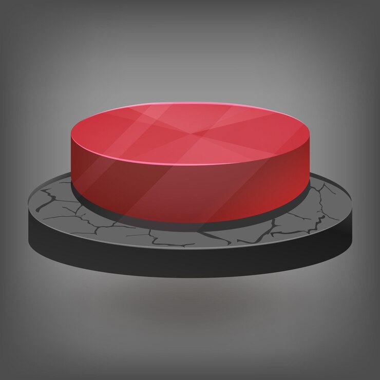 Vector botón rojo para el juego, icono web para la aplicación móvil, tecla de inicio.