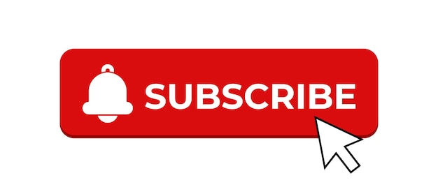 Botón rojo para suscribirse al canal Botón de suscripción en estilo plano Botón de subscripción rojo y campana de notificación Ilustración vectorial
