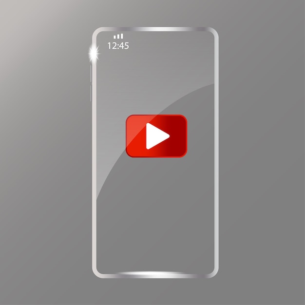 Botón rojo de teléfono plano para el diseño de concepto Tecnología digital Ilustración vectorial
