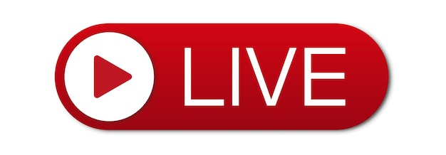 Botón rojo en vivo sobre un fondo blanco Plantilla de etiqueta de etiqueta de signo de insignia de símbolo en vivo