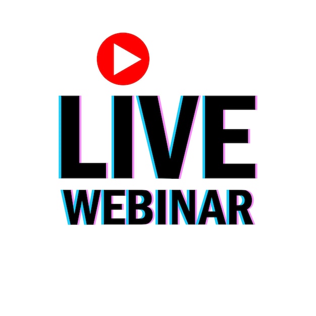 Botón de seminario en vivo Botón de transmisión en vivo Logotipo de transmisión en directo Icono de videoconferencia