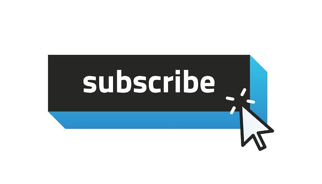 Botón Suscribirse Suscripción al contenido de la red Cursor haciendo clic en el marco con letras Plantilla simple para sitio web o blog y canal de video Membresía en línea Maqueta web vectorial