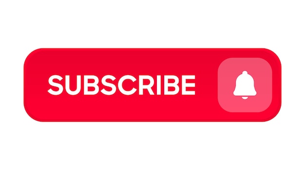 Botón de suscripción Campana, botón de icono de notificación y clic de cursor de mano. Suscríbete al canal social