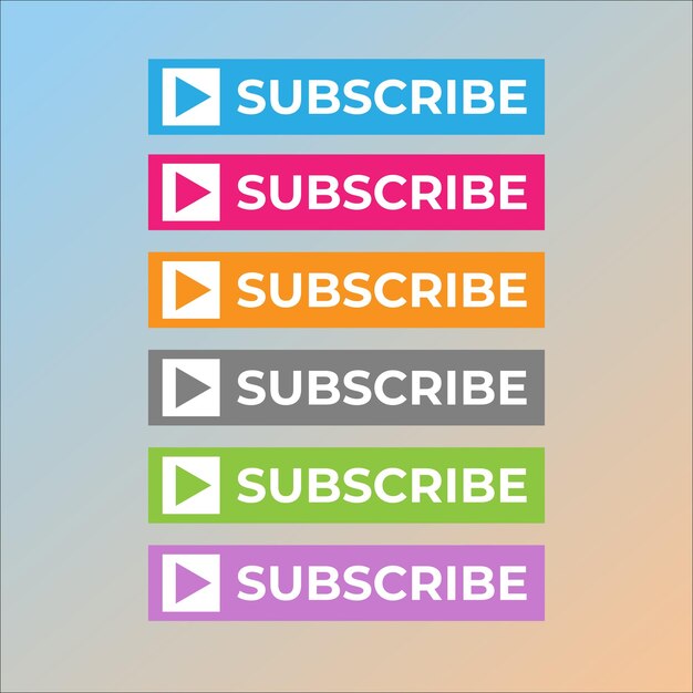Botón de suscripción para canal de TV o redes sociales con botón de reproducción Caja de forma cuadrada Rectángulo Colores pastel
