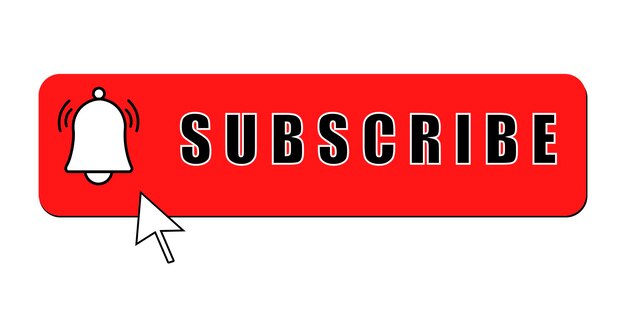 Botón de suscripción para redes sociales. Suscríbete al canal de video, blog y newsletter. Botón rojo con