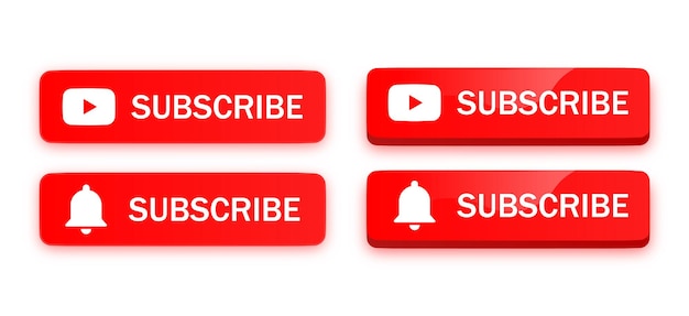 Vector botón de suscripción de youtube con icono de campana de notificación y símbolo de jugador