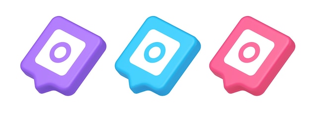 Botón de toma de fotos y videos de la cámara creación de contenido multimedia aplicación web icono 3d