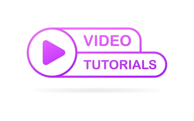 Botón de tutoriales de video Icono de tutorials de video de color rosa plano Icono de vector