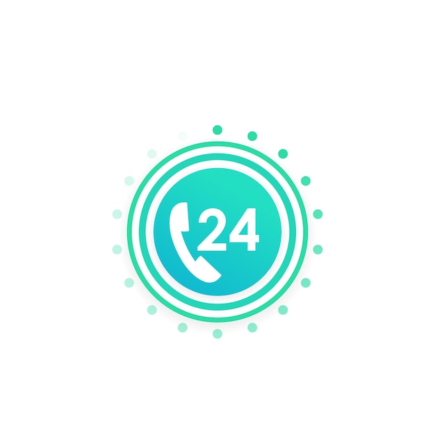 Botón de vector de servicio 24 horas, icono