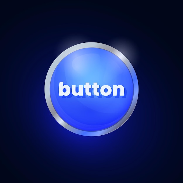 Botón vectorial redondo y azul brillante