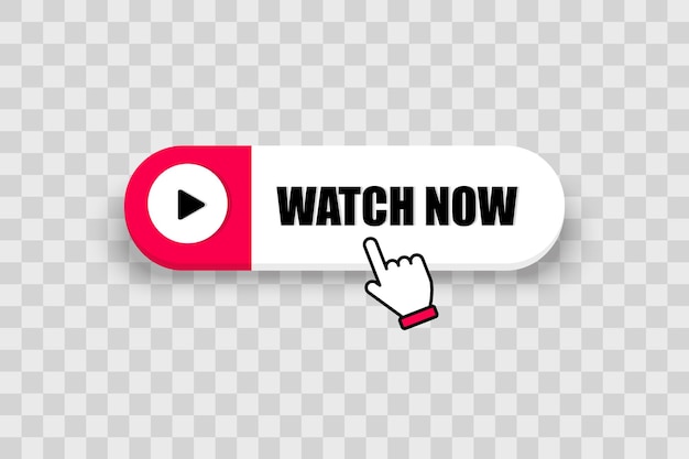 Botón Ver ahora con el ícono del cursor Icono de reproducción de video aislado en fondo transparente Botón Ver ahora para el banner del reproductor multimedia de la interfaz de usuario del sitio web y la plantilla de la aplicación
