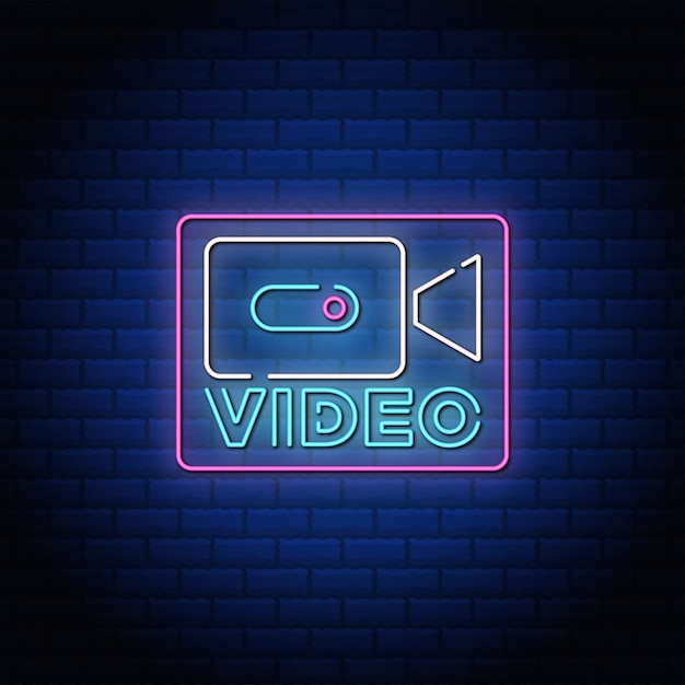 Botón de video neón cantar texto de estilo.
