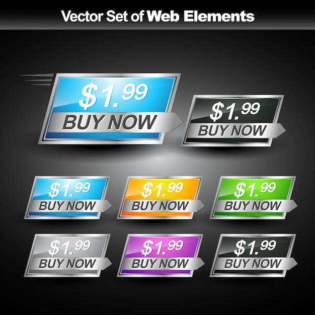 Vector botón web brillante