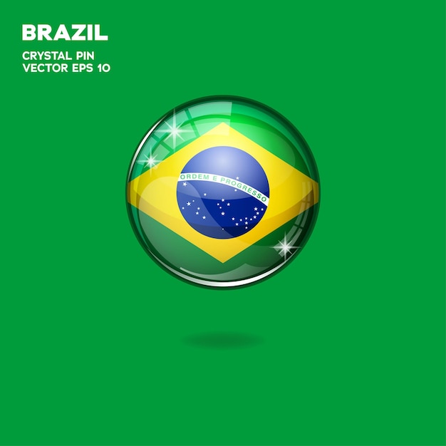 Vector botones 3d de la bandera de brasil