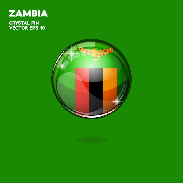 Botones 3d de la bandera de zambia