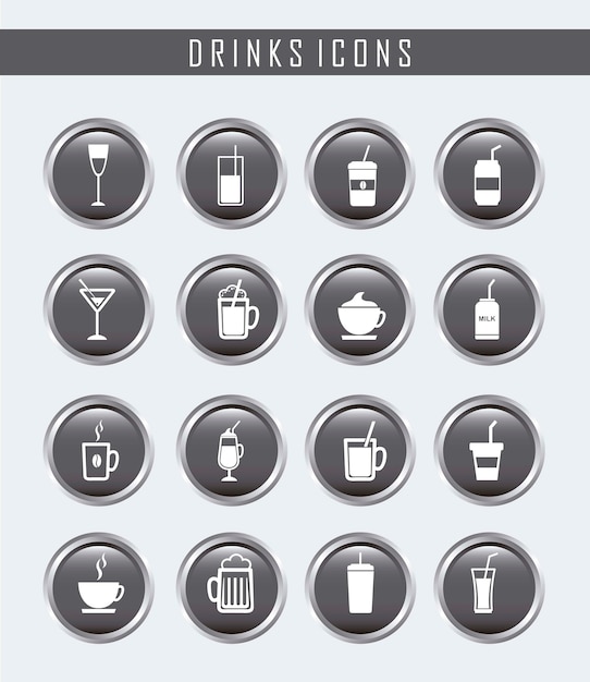 Botones de bebidas sobre fondo gris ilustración vectorial