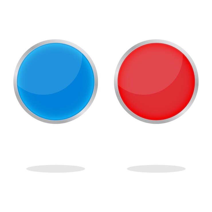 Vector botones de círculo rojo y azul elementos de interfaz web 3d ilustración vectorial