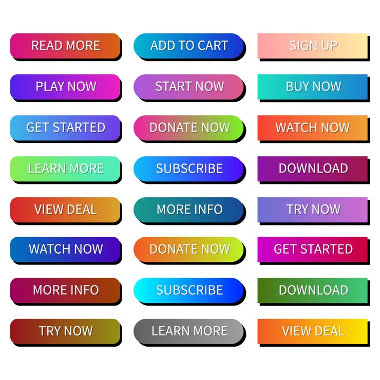 Vector botones de colores con degradado para sitios web