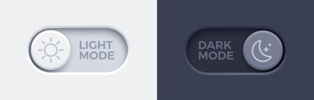 Los botones de conmutación del modo oscuro y del modo claro se establecen con el deslizador de diseño del material.