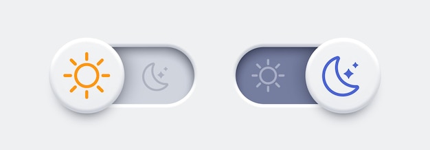 Botones de conmutación del modo oscuro y del modo luminoso Botón de conmugación del modo día y noche Diseño del material