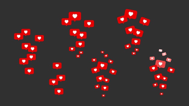 Los botones de corazones rojos voladores el día de San Valentín