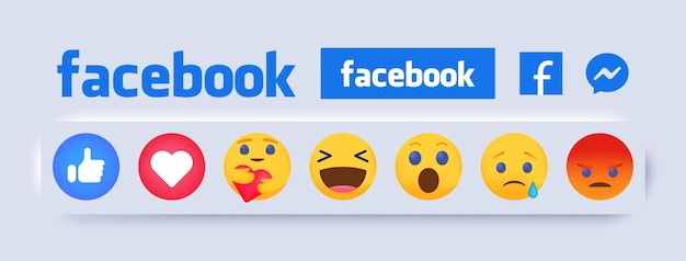 Botones de emoticones de Facebook Colección de reacciones de emoji para la red social Vector de reacciones oficiales de Facebook Red de emoji de reacción social de Facebook Isolado en fondo blanco Vector editorial