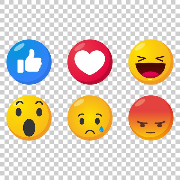 Vector botones de emoticonos colección de reacciones emoji para redes sociales ilustración vectorial eps 10