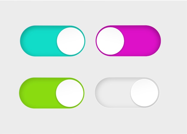 Los botones de encendido y apagado del interruptor de diseño de material establecen los botones de interruptor vectorial