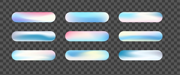 Botones holográficos de moda para el diseño web